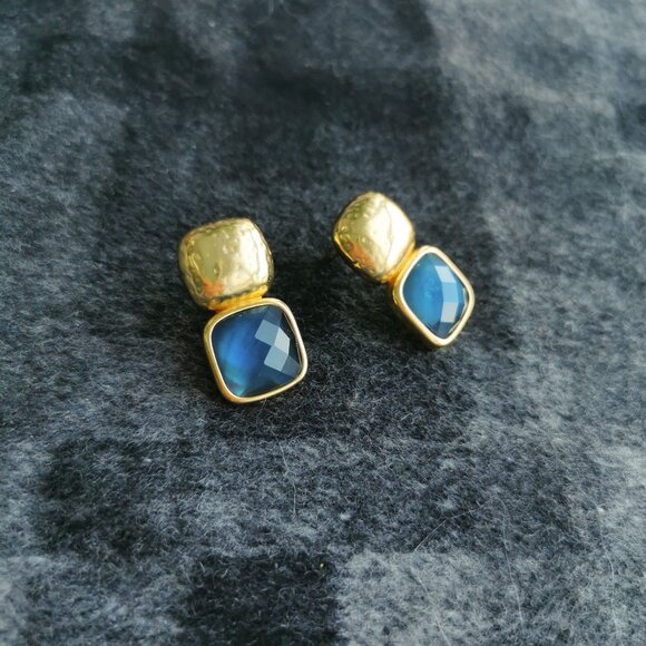 Julie Vos Cornflower Blue Gold-Tone Earrings - Picture 2 of 3